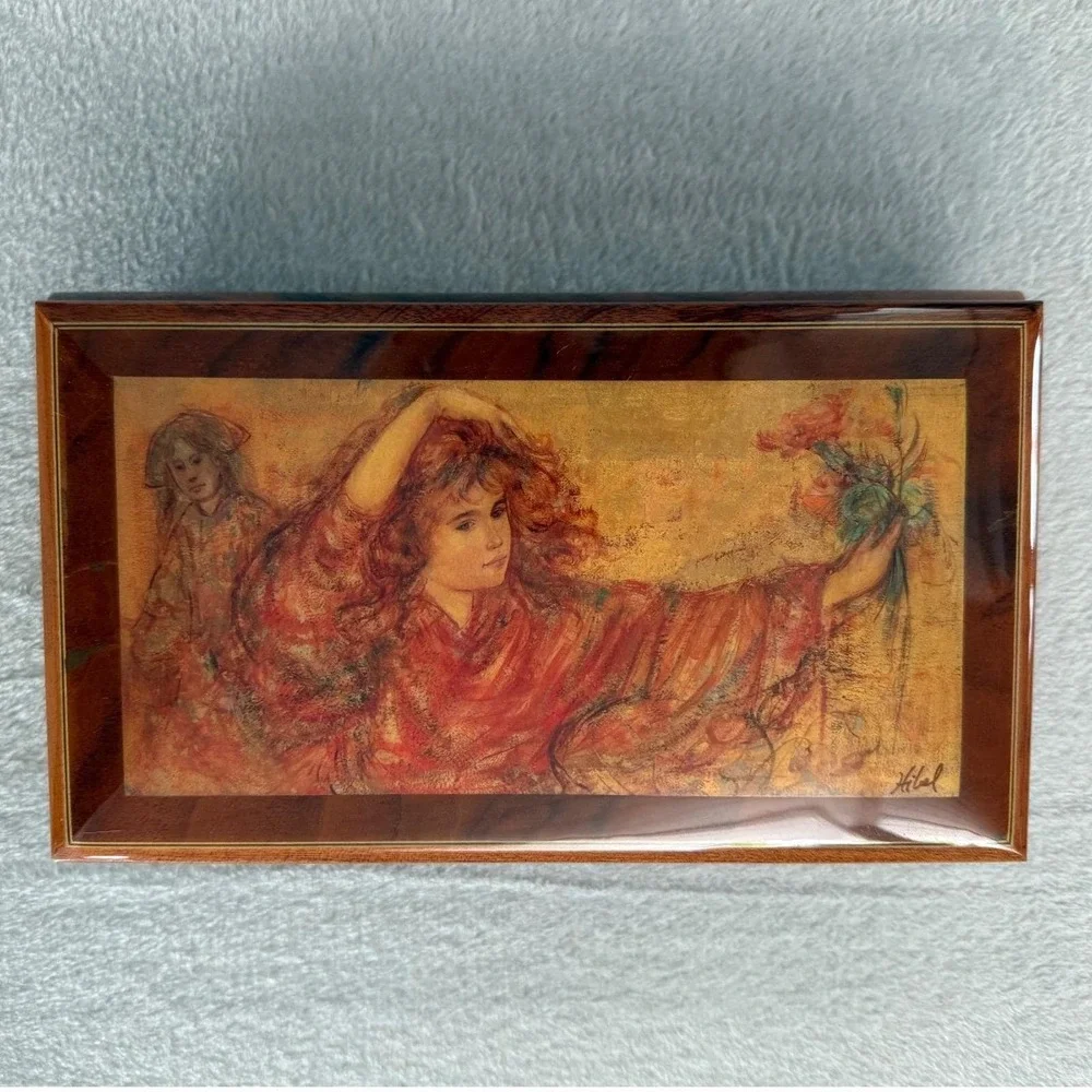 Reuge Swiss Musical Jewelry Box – Edna Hibel Art, La Bohème, With Key, Excellent